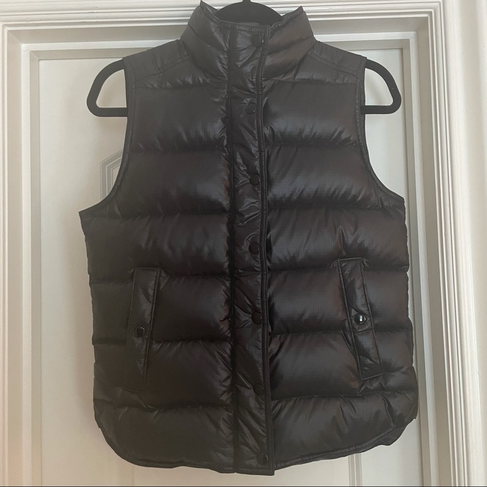J.crew Shiny Black Down Puffer Vest